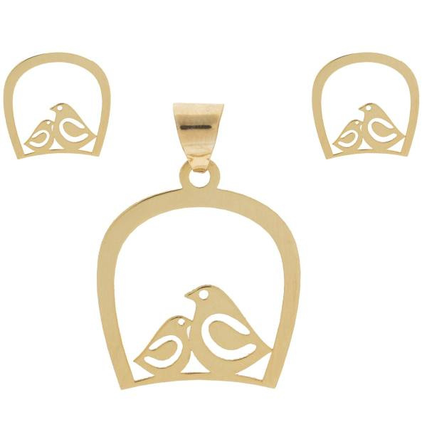 نیم ست طلا 18 عیار زنانه شمیم گلد گالری طرح پرنده کد SG566 نیم ست طلا 18 عیار زنانه شمیم گلد گالری طرح پرنده کد SG566