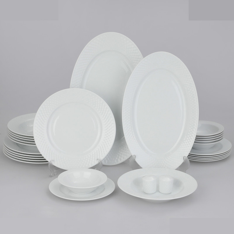 سرویس غذاخوری 28 پارچه چینی زرین ایران سری رادیانس مدل White 2 درجه عالی