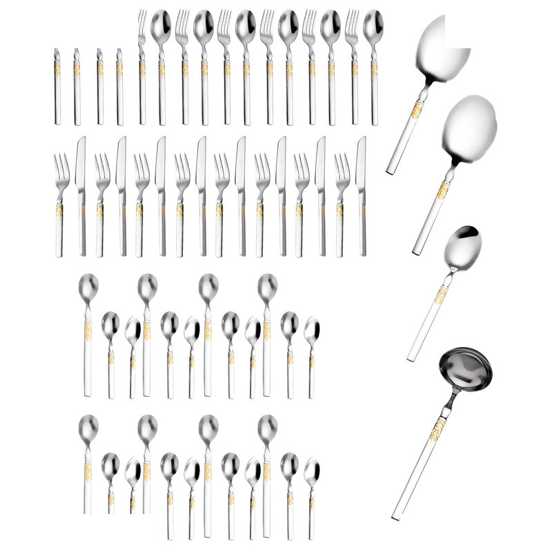 سرویس قاشق و چنگال 60 پارچه 8 نفره جی فی نی مدل G-55 لاکچری