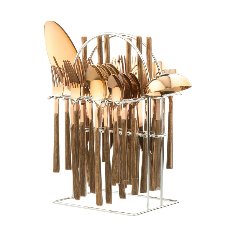 سرویس قاشق و چنگال 33 پارچه جی فی نی مدل  WOOD-R