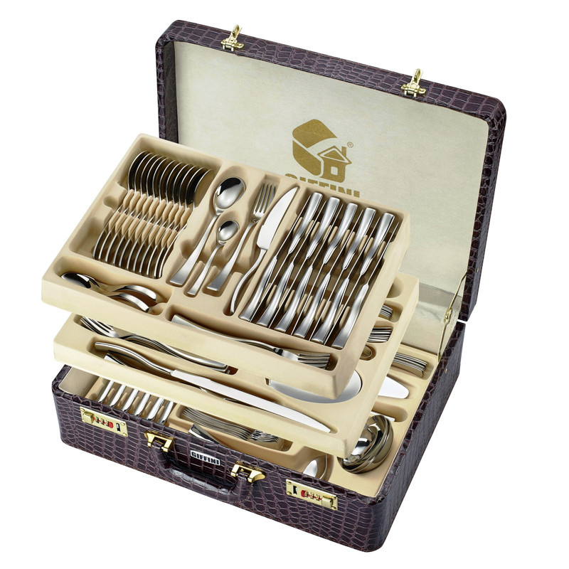 سرویس قاشق و چنگال 142 پارچه جی فی نی مدل L-85 لاکچری سرویس قاشق و چنگال 142 پارچه جی فی نی مدل L-85 لاکچری
