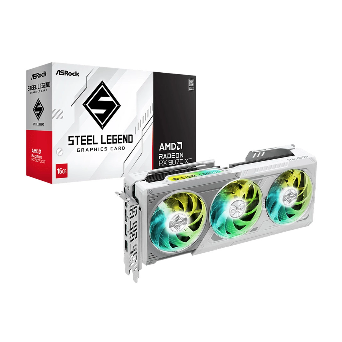 کارت گرافیک ازراک مدل AMD Radeon RX 9070 XT Steel Legend 16GB-سفید کارت گرافیک ازراک مدل AMD Radeon RX 9070 XT Steel Legend 16GB-سفید