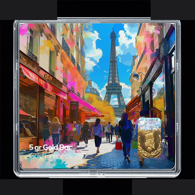 شمش طلا 18 عیار مدوپد مدل ایفل کد SG11808 شمش طلا 18 عیار مدوپد مدل ایفل کد SG11808