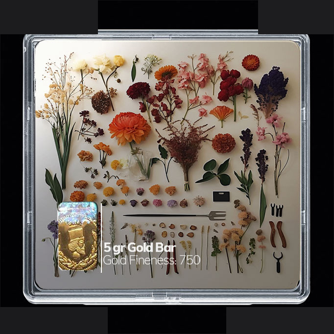 شمش طلا 18 عیار مدوپد مدل گل کد SG10377