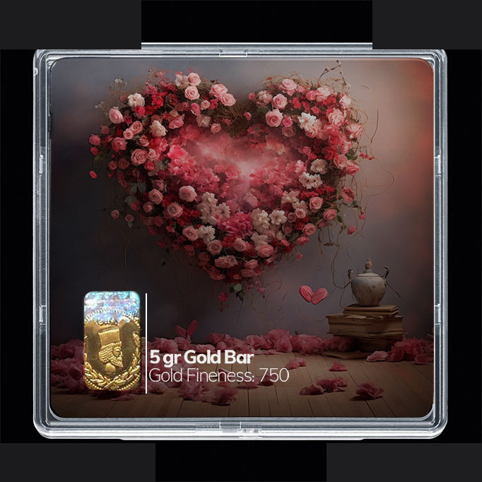 شمش طلا 18 عیار مدوپد مدل قلب و گل کد SG10344