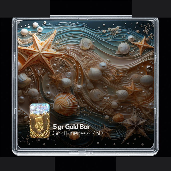 شمش طلا 18 عیار مدوپد مدل صدف کد SG10340