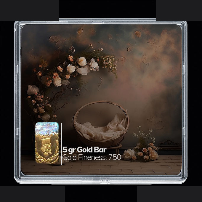 شمش طلا 18 عیار مدوپد مدل سبد و گل کد SG10328 شمش طلا 18 عیار مدوپد مدل سبد و گل کد SG10328