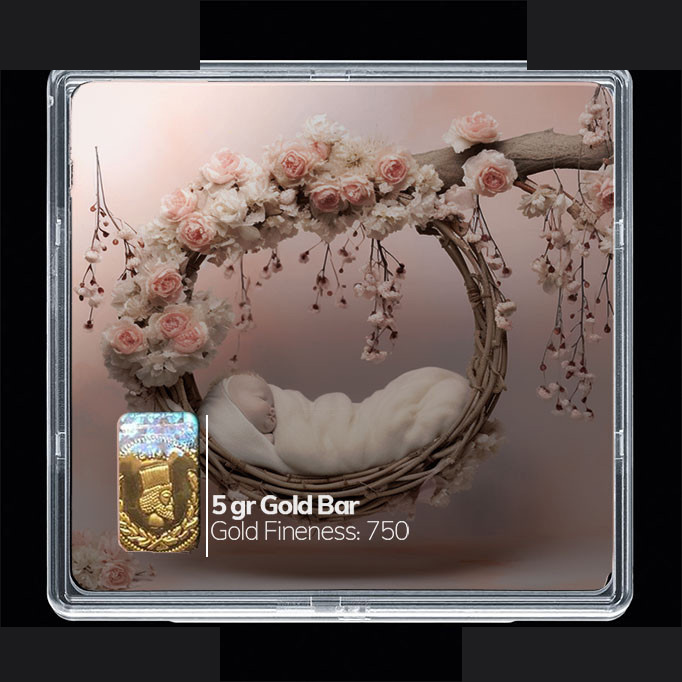 شمش طلا 18 عیار مدوپد مدل سبد و گل کد SG10314 شمش طلا 18 عیار مدوپد مدل سبد و گل کد SG10314