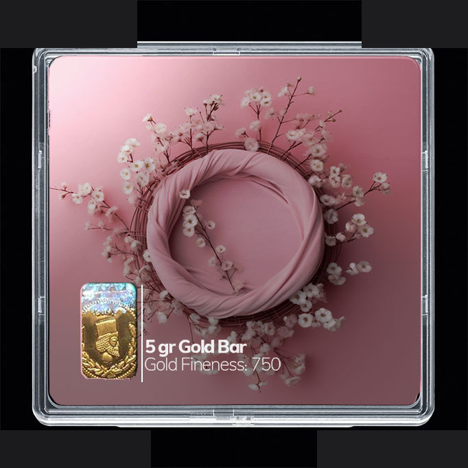 شمش طلا 18 عیار مدوپد مدل سبد و گل کد SG10267