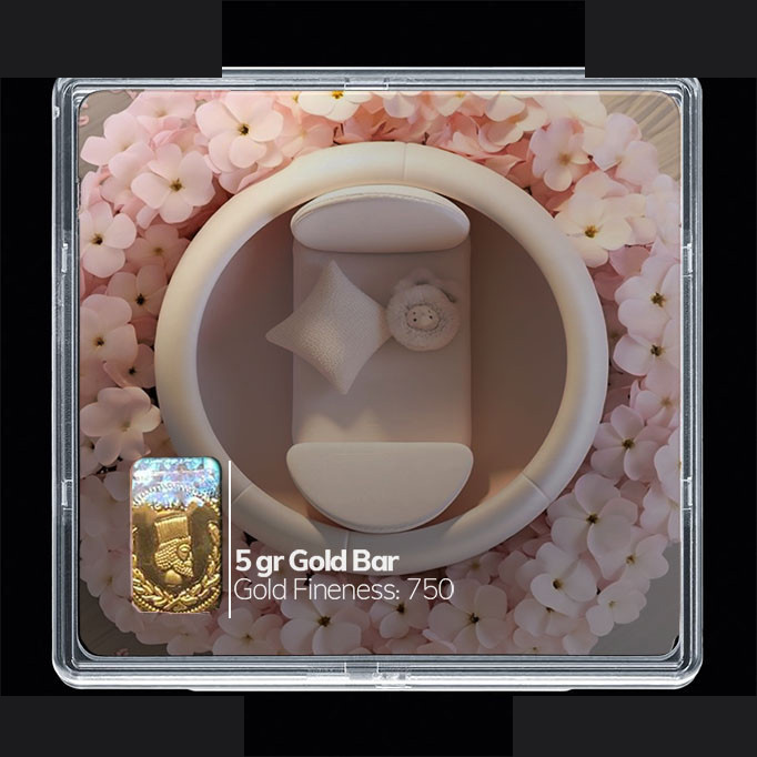 شمش طلا 18 عیار مدوپد مدل سبد و گل کد SG10263