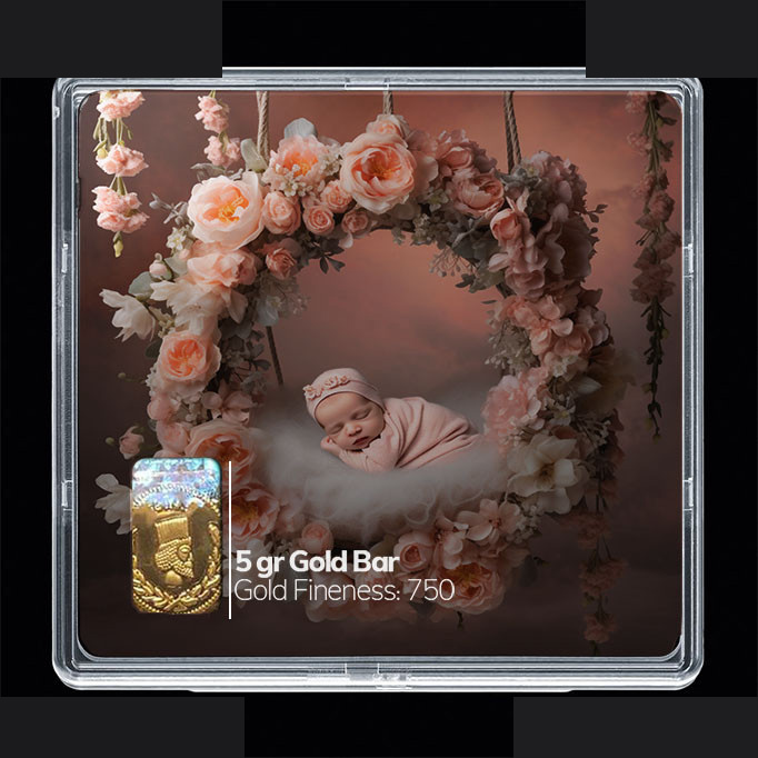 شمش طلا 18 عیار مدوپد مدل نوزاد کد SG10251