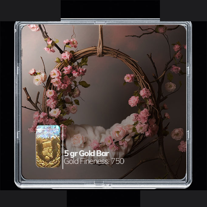 شمش طلا 18 عیار مدوپد مدل سبد و گل کد SG10248 شمش طلا 18 عیار مدوپد مدل سبد و گل کد SG10248