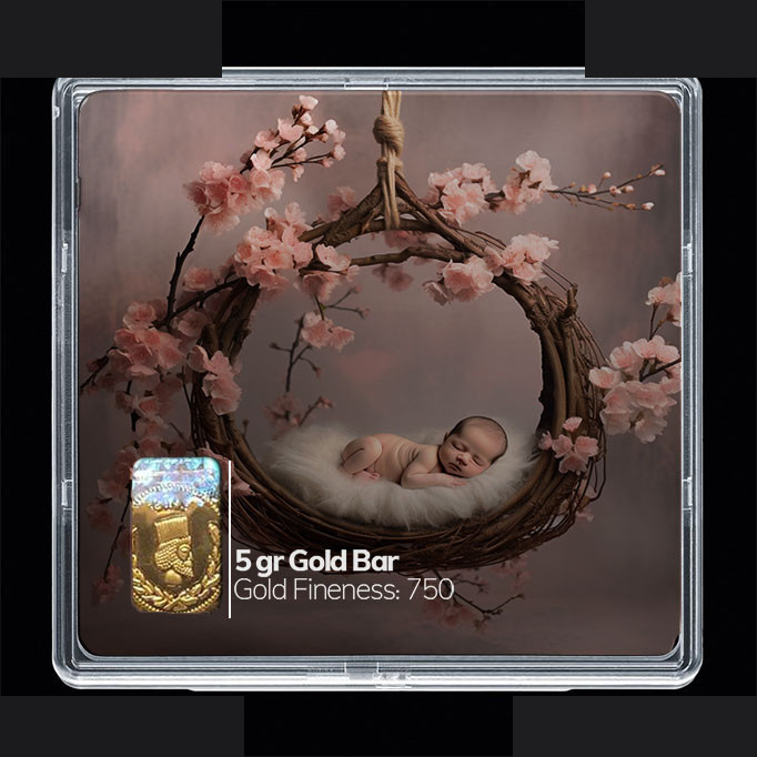 شمش طلا 18 عیار مدوپد مدل نوزاد کد SG10239