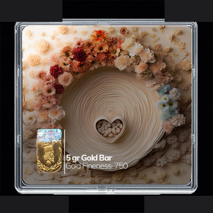 شمش طلا 18 عیار مدوپد مدل قلب و گل کد SG10222