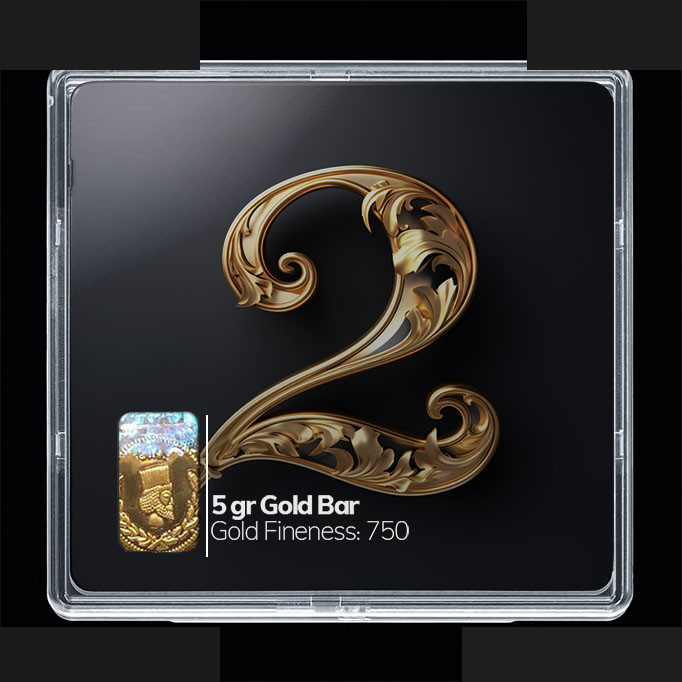 شمش طلا 18 عیار مدوپد مدل عدد 2  کد SG10202