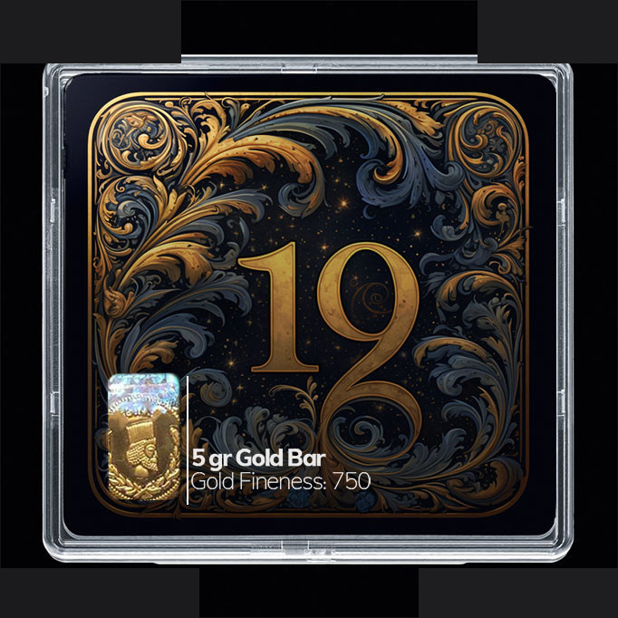 شمش طلا 18 عیار مدوپد مدل عدد 19 کد SG10199