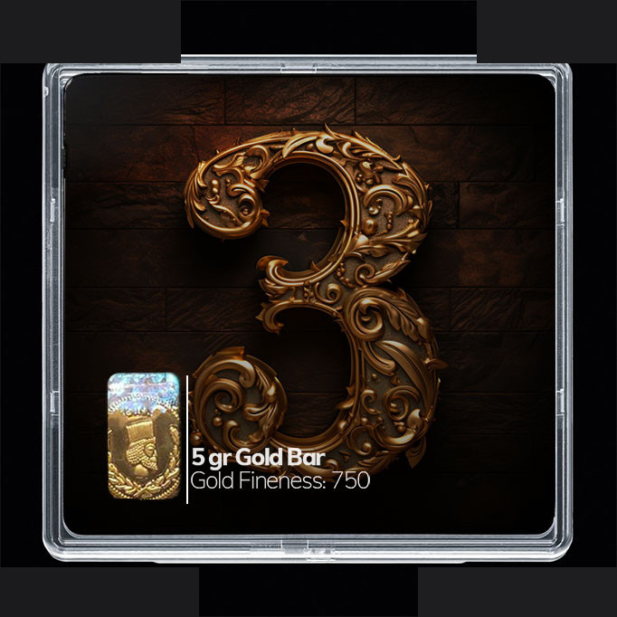 شمش طلا 18 عیار مدوپد مدل عدد 3 کد SG10187