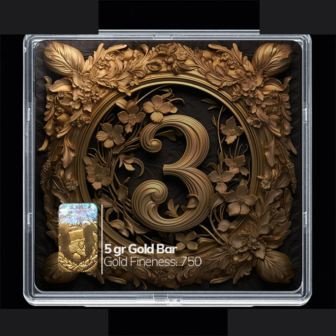 شمش طلا 18 عیار مدوپد مدل عدد 3 کد SG10183