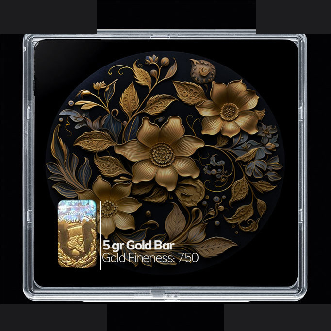 شمش طلا 18 عیار مدوپد مدل سینی و گل کد SG10171 شمش طلا 18 عیار مدوپد مدل سینی و گل کد SG10171