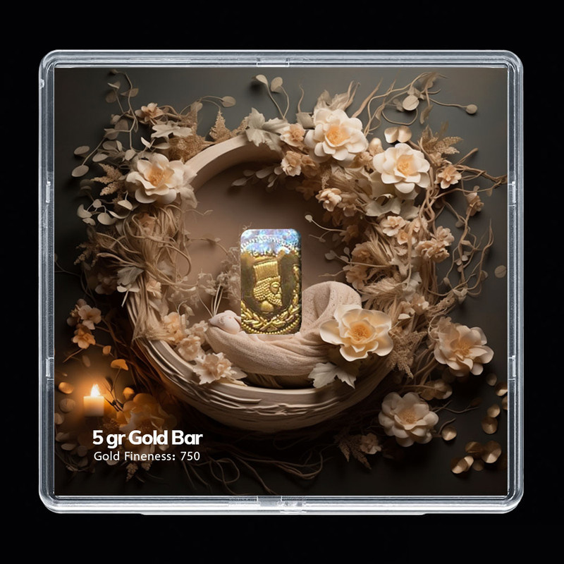 شمش طلا 18 عیار مدوپد مدل سبد و گل کد SG-10300 شمش طلا 18 عیار مدوپد مدل سبد و گل کد SG-10300