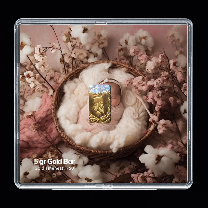 شمش طلا 18 عیار مدوپد مدل نوزاد  کد SG-10293