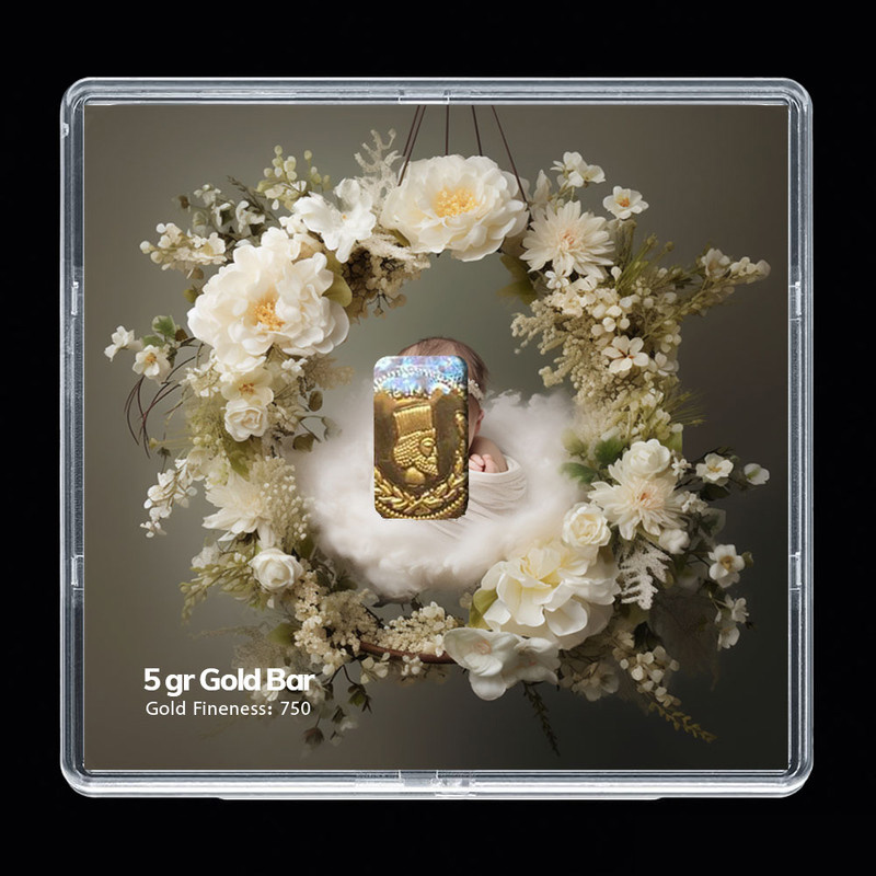 شمش طلا 18 عیار مدوپد مدل نوزاد کد SG-10285 شمش طلا 18 عیار مدوپد مدل نوزاد کد SG-10285