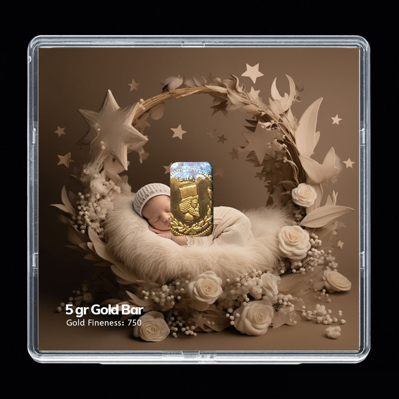 شمش طلا 18 عیار مدوپد مدل نوزاد کد SG-10277 شمش طلا 18 عیار مدوپد مدل نوزاد کد SG-10277