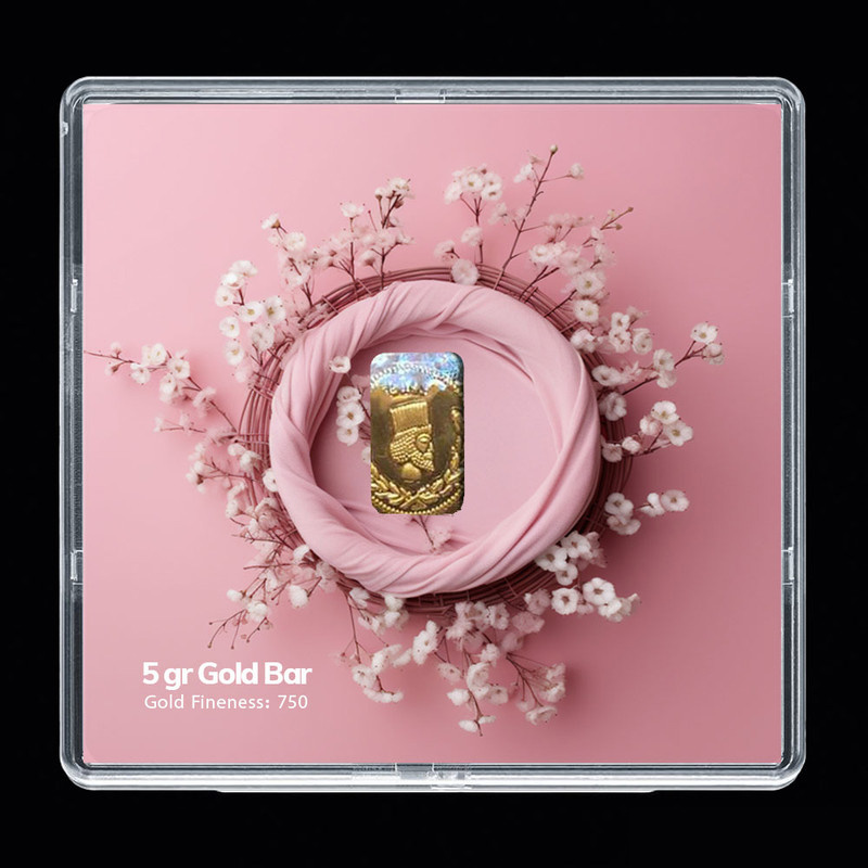 شمش طلا 18 عیار مدوپد مدل سبد و گل کد SG-10267 شمش طلا 18 عیار مدوپد مدل سبد و گل کد SG-10267