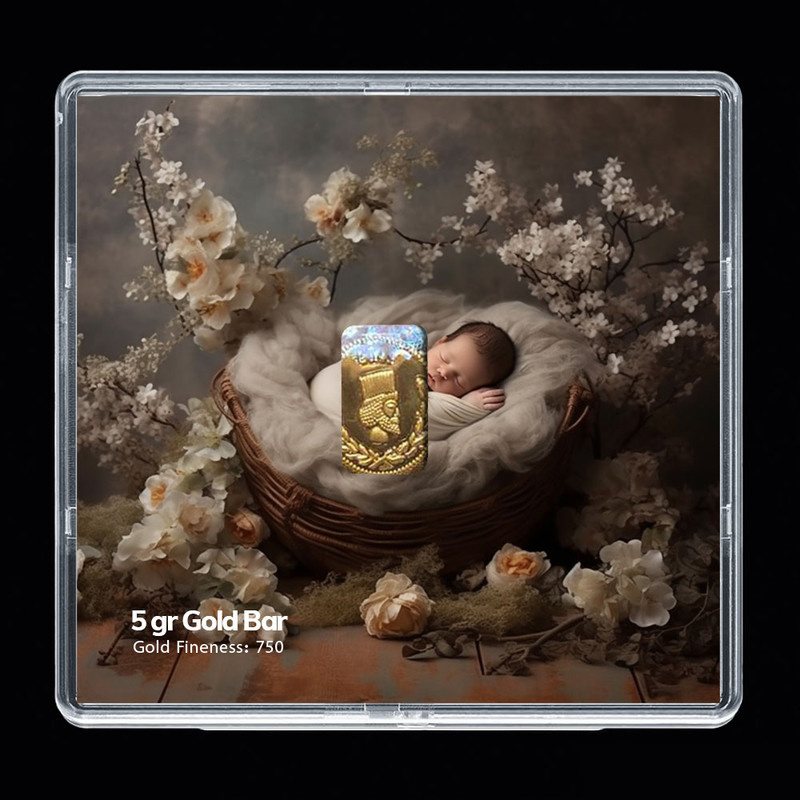 شمش طلا 18 عیار مدوپد مدل نوزاد کد SG-10255
