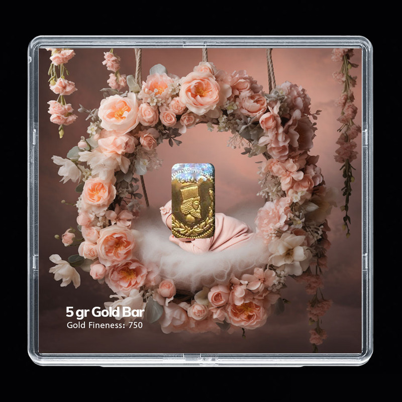 شمش طلا 18 عیار مدوپد مدل نوزاد کد SG-10251