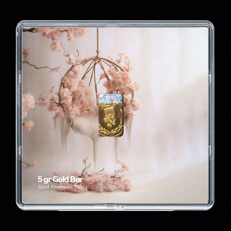 شمش طلا 18 عیار مدوپد مدل سبد گل کد SG-10238