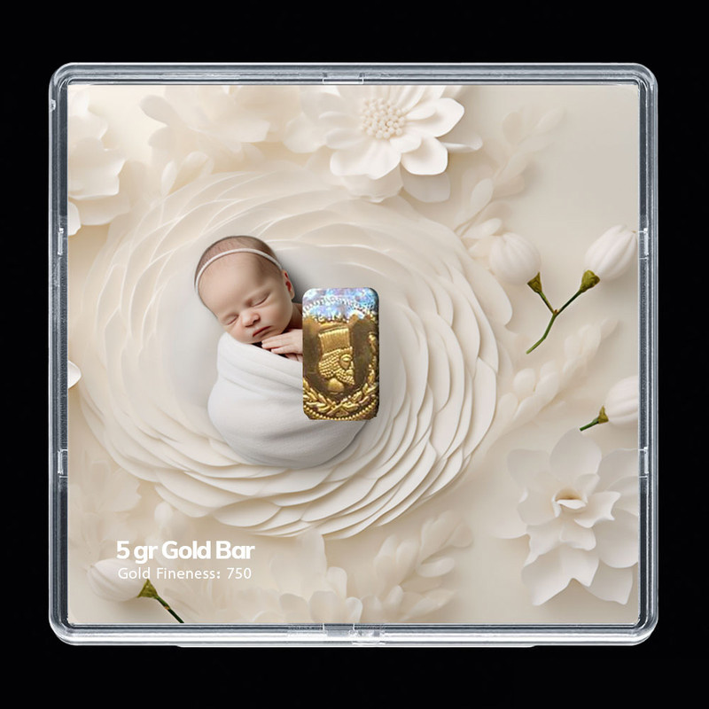 شمش طلا 18 عیار مدوپد مدل نوزاد کد SG-10236 شمش طلا 18 عیار مدوپد مدل نوزاد کد SG-10236
