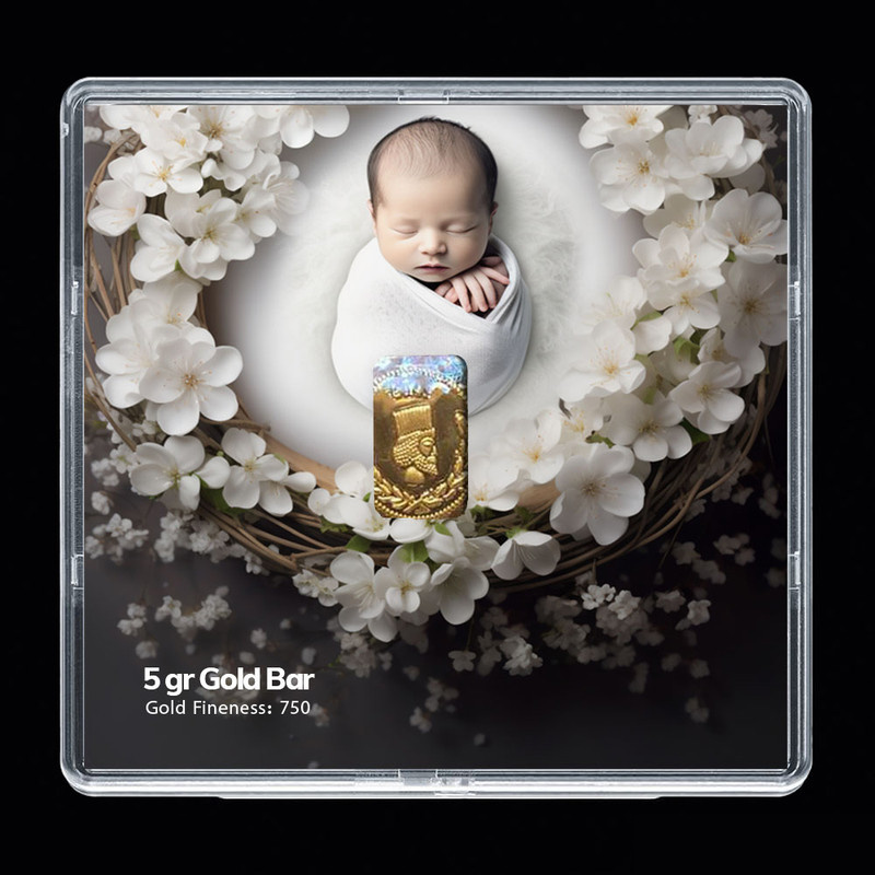 شمش طلا 18 عیار مدوپد مدل نوزاد کد SG-10234