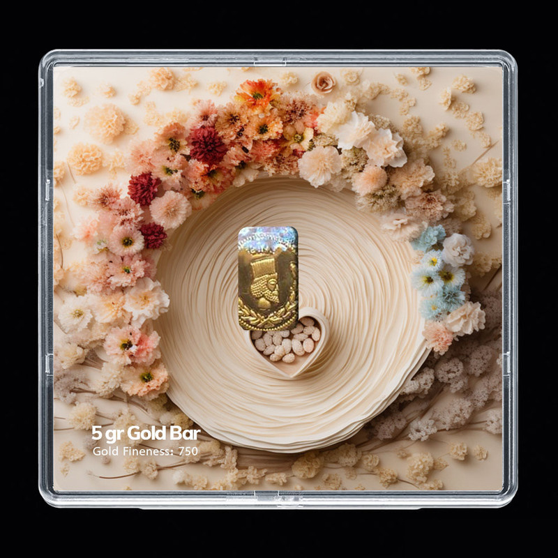 شمش طلا 18 عیار مدوپد مدل قلب و گل کد SG-10222