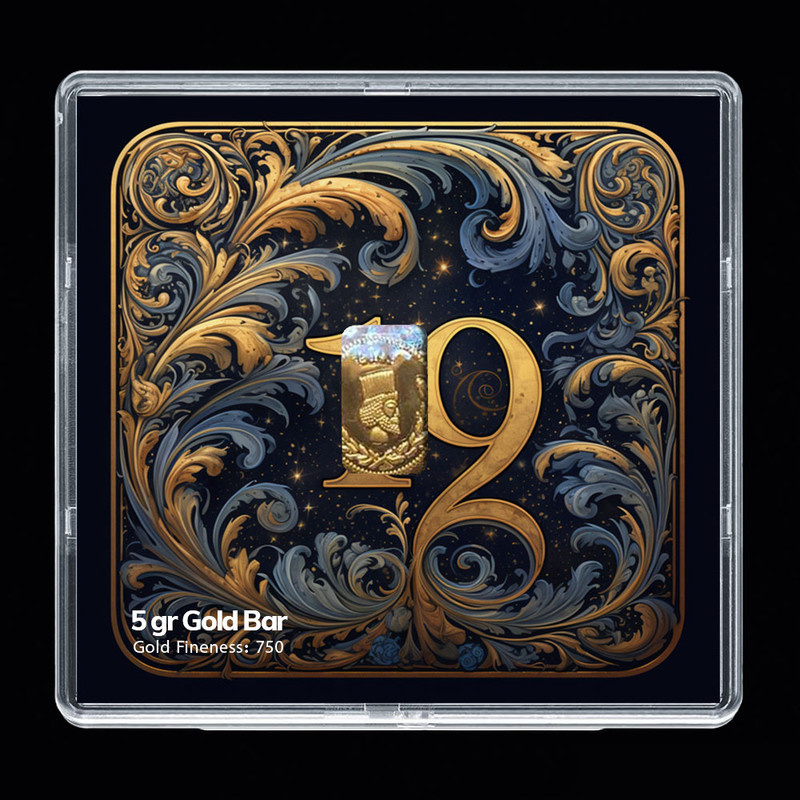 شمش طلا 18 عیار مدوپد مدل عدد 19 کد SG-10199 شمش طلا 18 عیار مدوپد مدل عدد 19 کد SG-10199