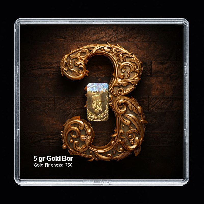 شمش طلا 18 عیار مدوپد مدل عدد 3 کد SG-10187