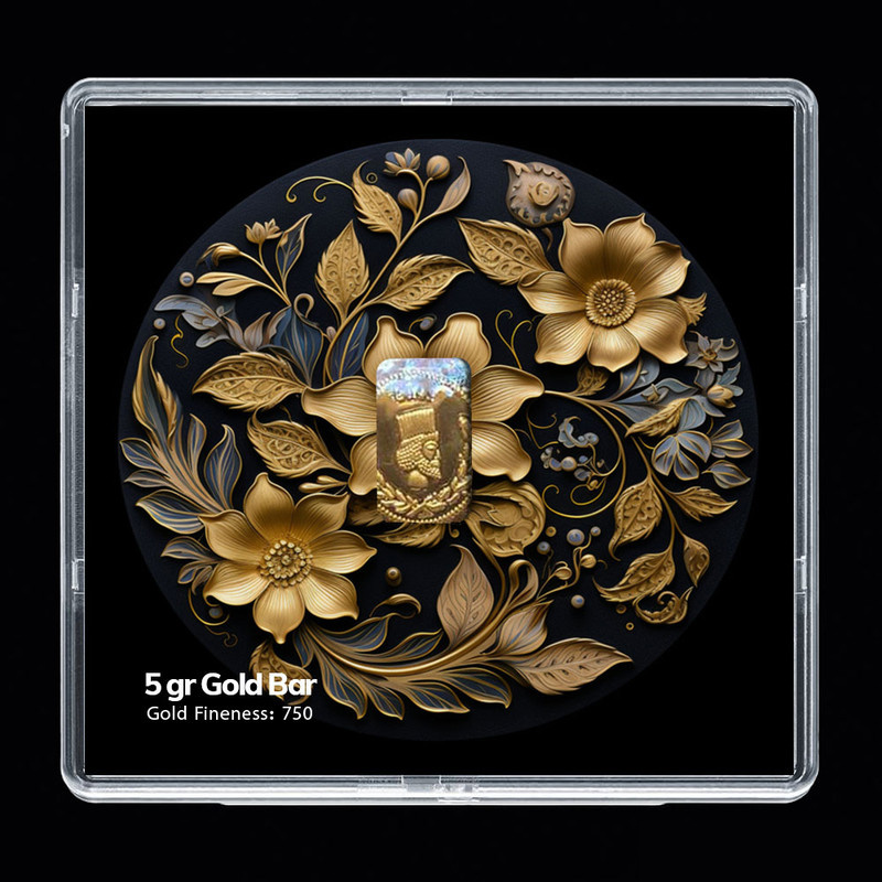 شمش طلا 18 عیار مدوپد مدل سینی و گل کد SG-10171 شمش طلا 18 عیار مدوپد مدل سینی و گل کد SG-10171