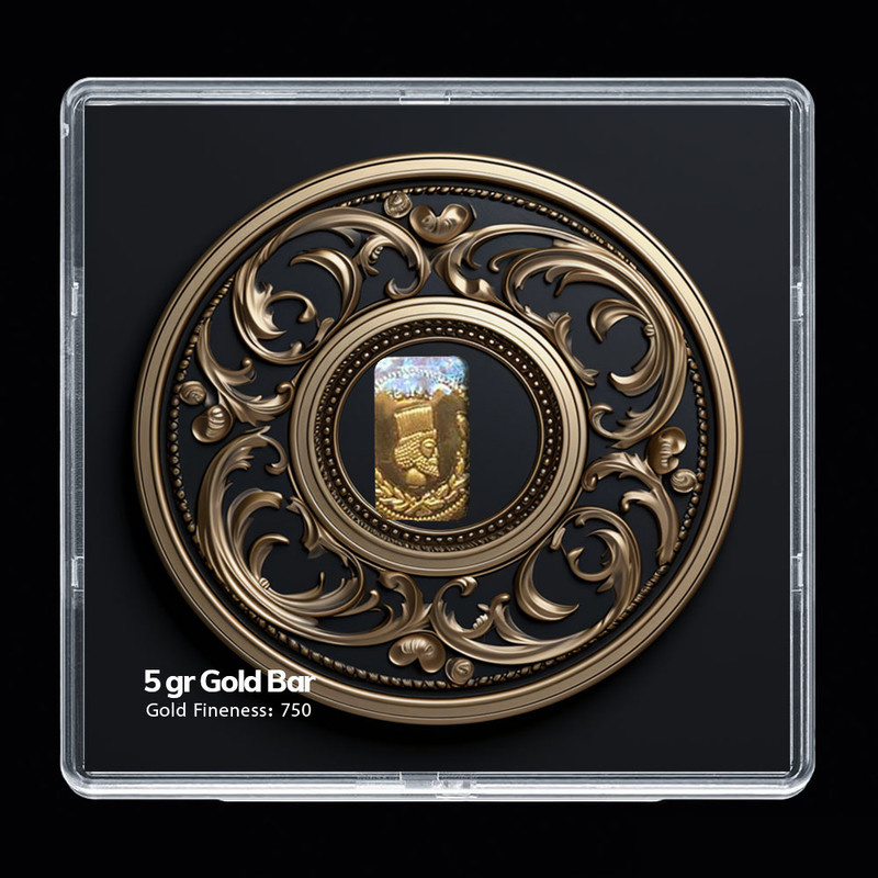 شمش طلا 18 عیار مدوپد مدل سینی گرد کد SG-10169 شمش طلا 18 عیار مدوپد مدل سینی گرد کد SG-10169