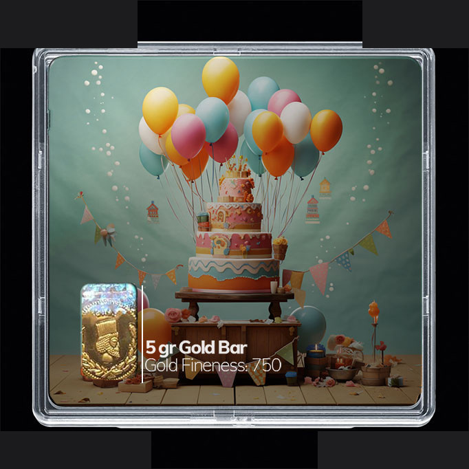 شمش طلا 18 عیار مدوپد مدل کیک تولد  کد SG10606