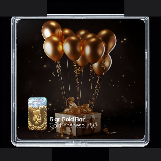 شمش طلا 18 عیار مدوپد مدل کادو و بادکنک کد SG10619