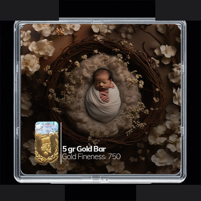 شمش طلا 18 عیار مدوپد مدل نوزاد کد SG10632