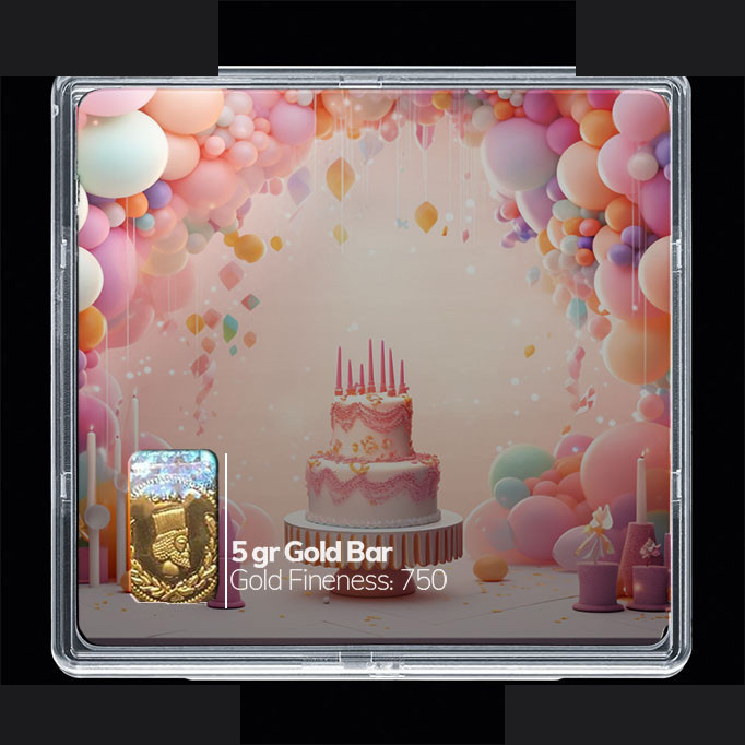 شمش طلا 18 عیار مدوپد مدل کیک تولد  کد SG10638