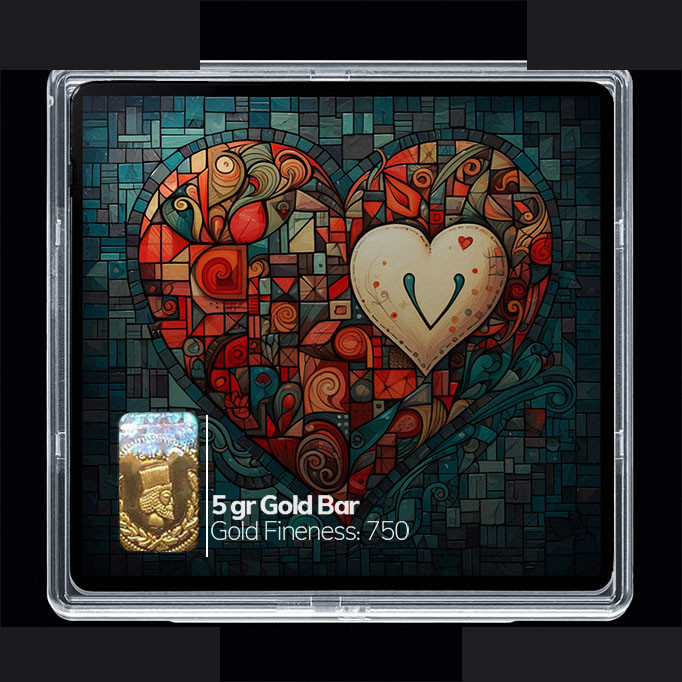 شمش طلا 18 عیار مدوپد مدل قلب کاشی کد SG10645