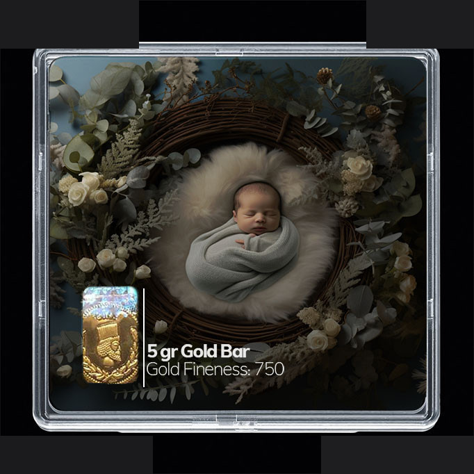 شمش طلا 18 عیار مدوپد مدل نوزاد  کد SG10657