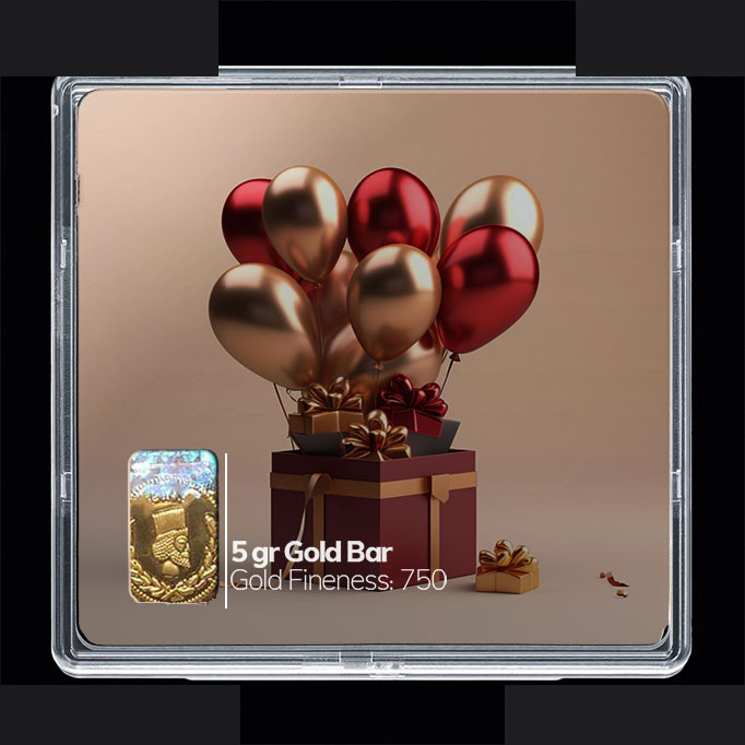 شمش طلا 18 عیار مدوپد مدل کادو و بادکنک کد SG10671