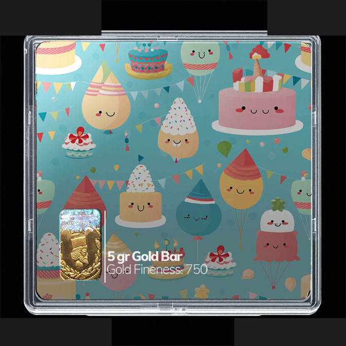 شمش طلا 18 عیار مدوپد مدل کیک تولد  کد SG10701