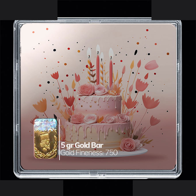 شمش طلا 18 عیار مدوپد مدل کیک تولد  کد SG10742