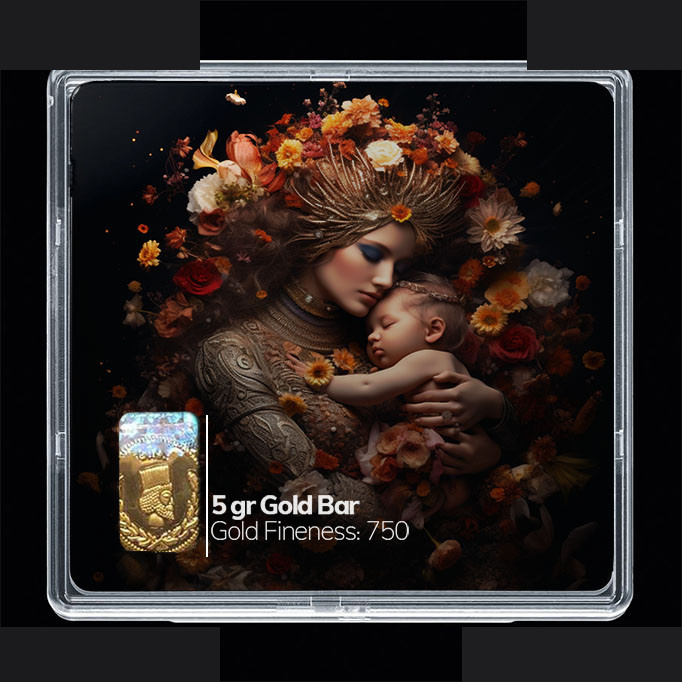 شمش طلا 18 عیار مدوپد مدل مادر و نوزاد کد SG10758