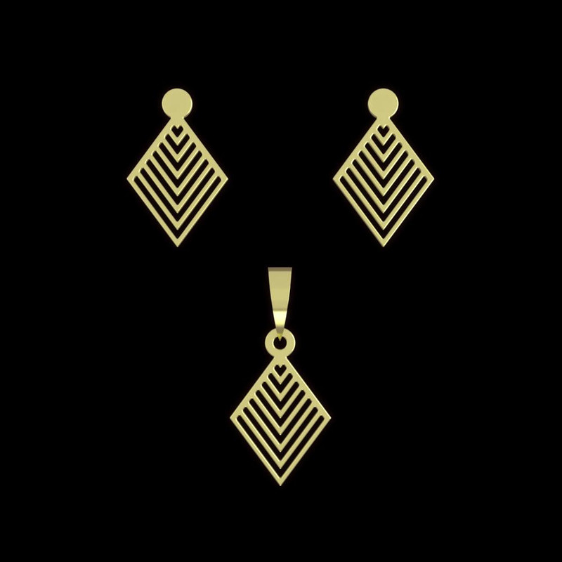 نیم ست طلا 18 عیار زنانه مدوپد مدل لوزی کد NA10218