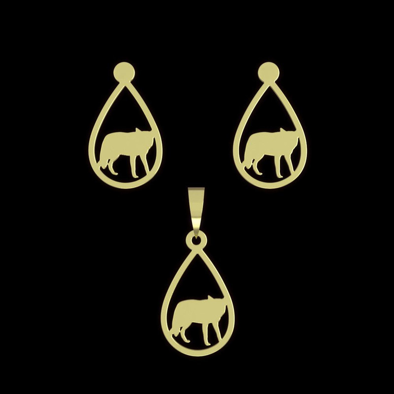 نیم ست طلا 18 عیار زنانه مدوپد مدل گرگ کد NA12273